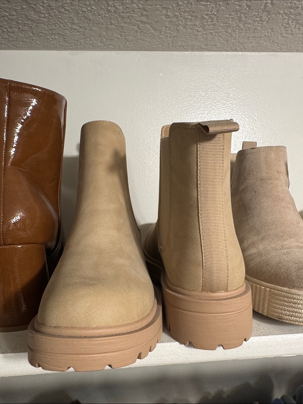 Soda Beige Chelsea Lug Sole Ankle Boots